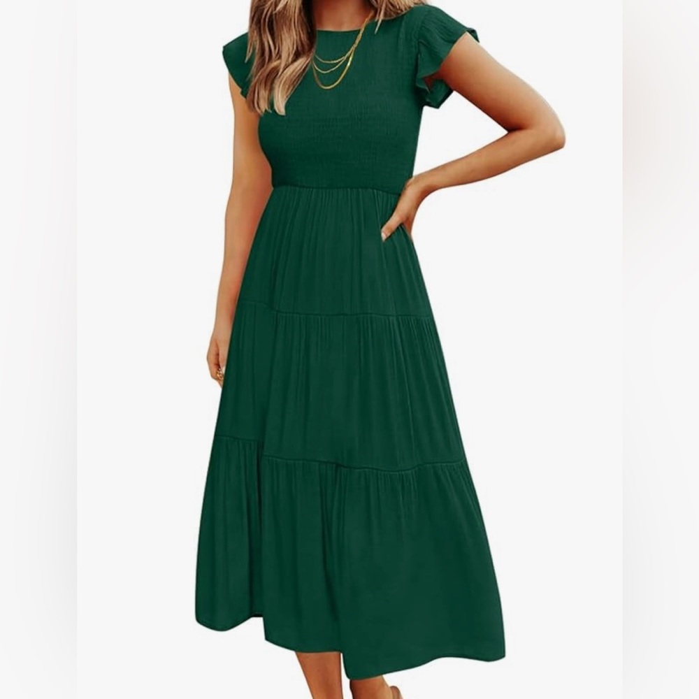 Chic Forest Green Midi Dress